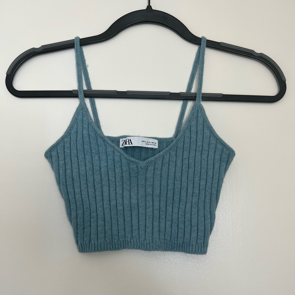 Zara Ribbed Knit Cropped Tank